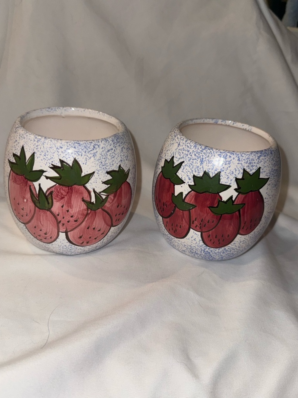 Handpainted Strawberry Ceramic mugs from Pier 1  - Pair